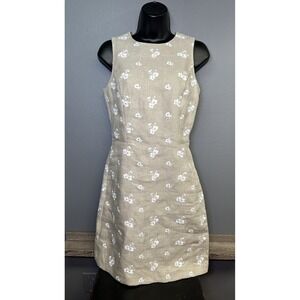 Michael Kors Embroidered Floral Print 100% Linen Dress Spring Women's Size 0